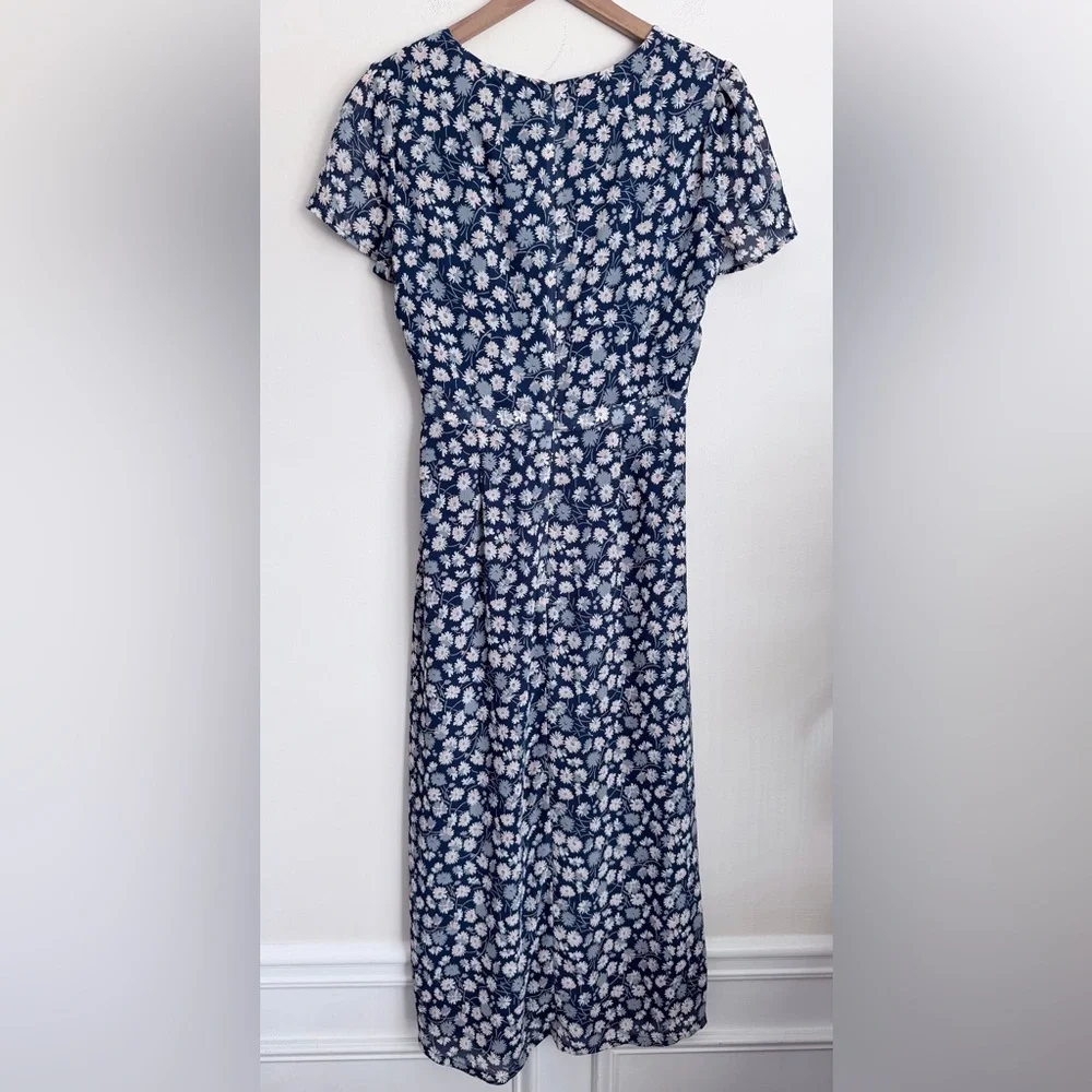 Madewell blue Faux Wrap French Floral Midi Dress 6 - Picture 3 of 7